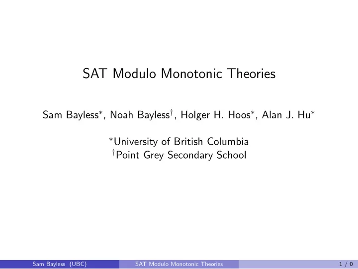 sat modulo monotonic theories