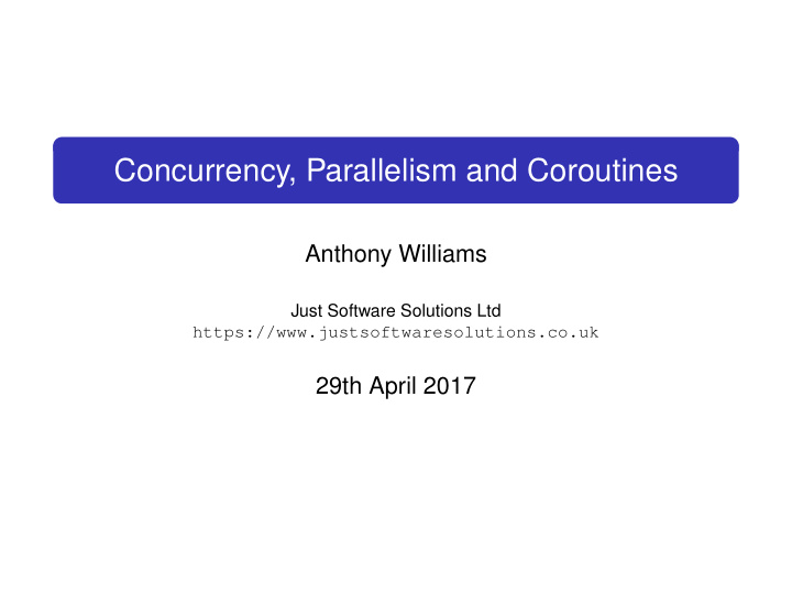 concurrency parallelism and coroutines