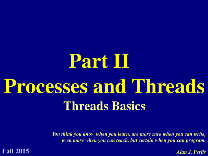 part ii processes and threads