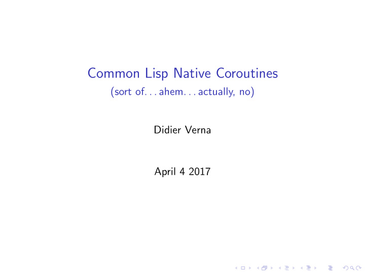 common lisp native coroutines