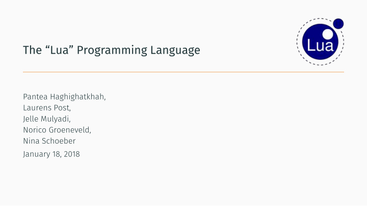 the lua programming language background