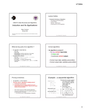 Induction and Its Applications  Steve Tanimoto  Winter 2016  This lecture material is based on