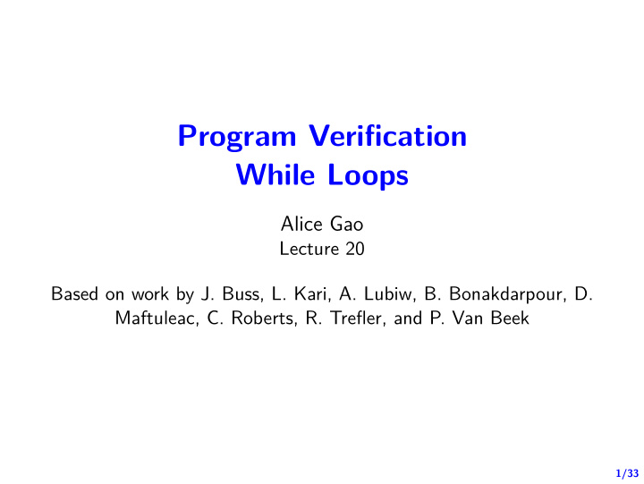 program verifjcation while loops