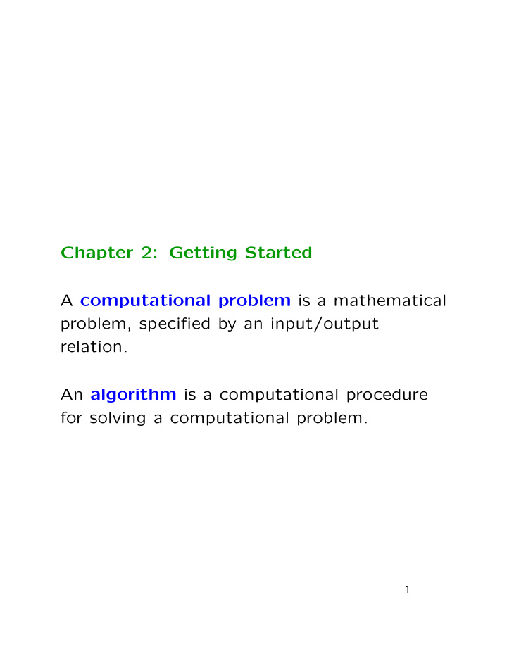 chapter 2 getting started a computational problem is a