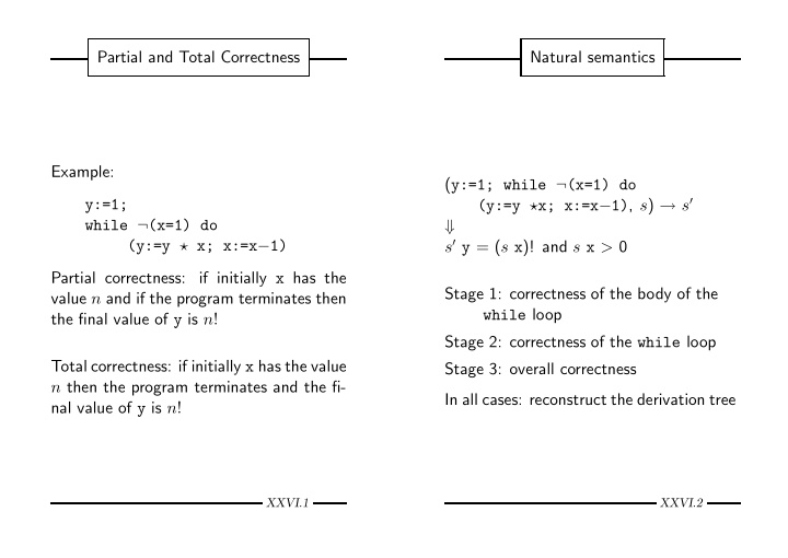 partial and total correctness natural semantics example y