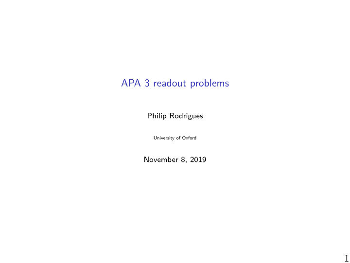 apa 3 readout problems