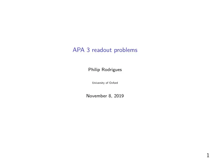 apa 3 readout problems