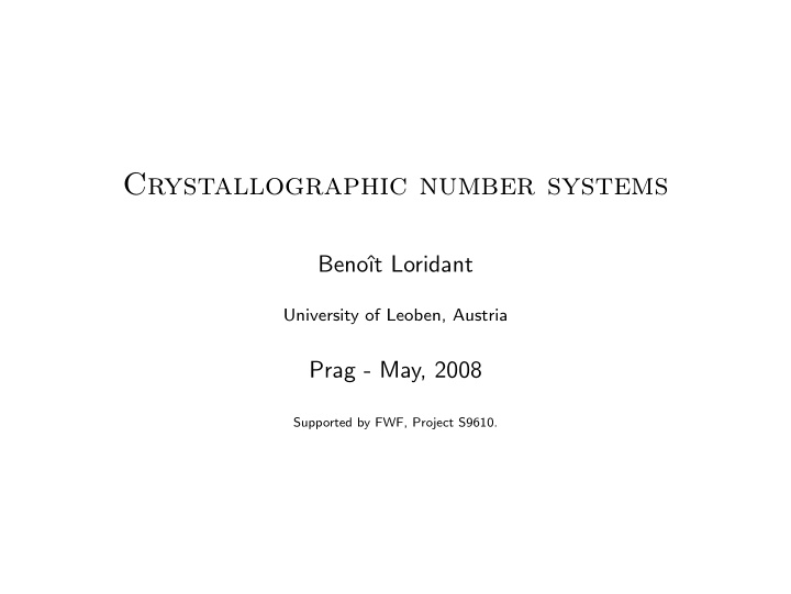 crystallographic number systems