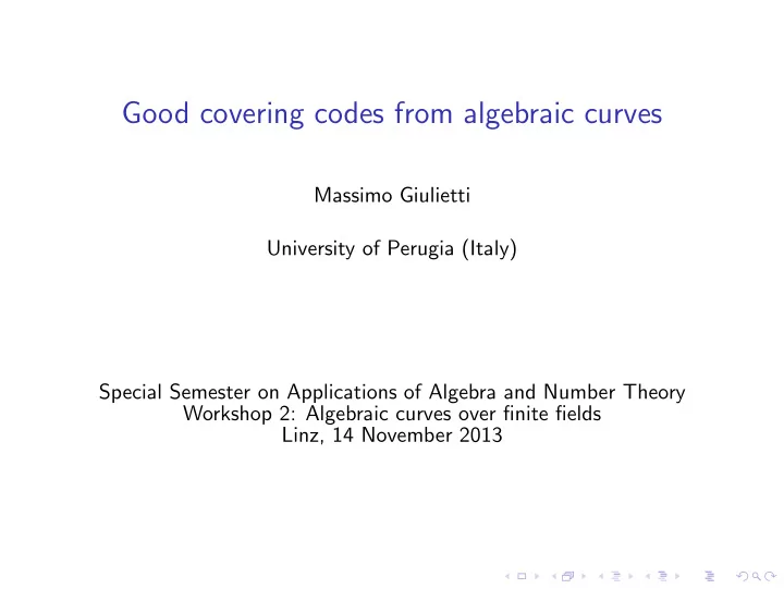 good covering codes from algebraic curves