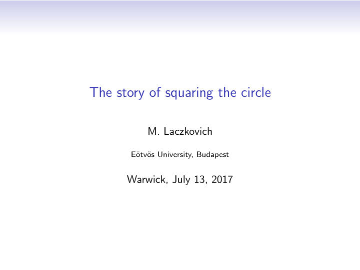 the story of squaring the circle