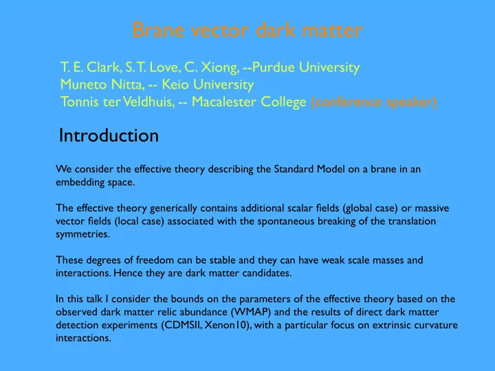 brane vector dark matter