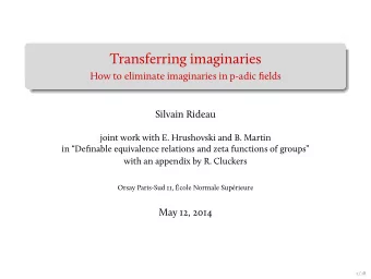 Transferring imaginaries  How to eliminate imaginaries in p-adic fields  Silvain Rideau  joint work