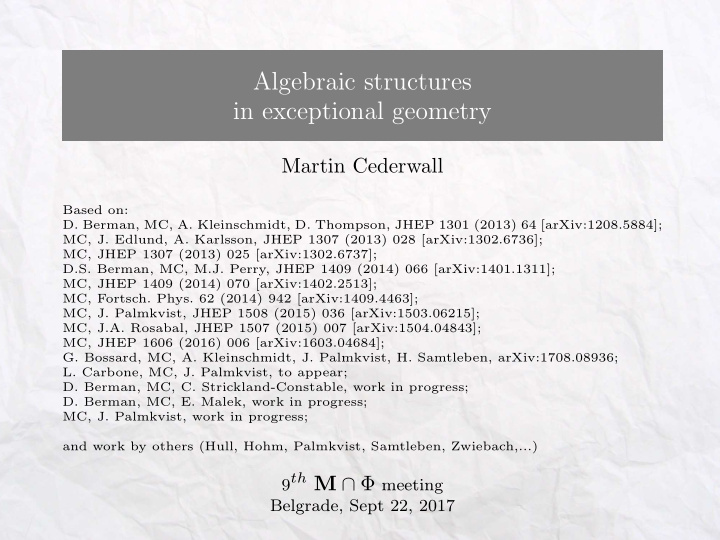 algebraic structures in exceptional geometry