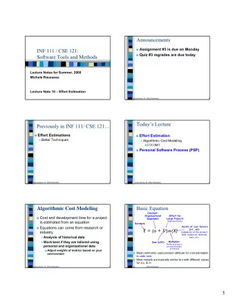 Announcements  Assignment #3 is due on Monday  INF 111 / CSE 121:  Quiz #3 regrades are due