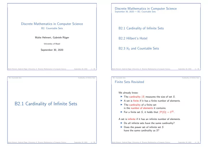 b2 1 cardinality of infinite sets