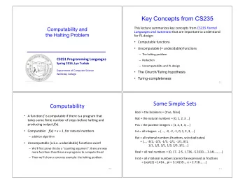 Key Concepts from CS235 This!lecture!summarizes!key!concepts!from! CS235&amp;Formal&amp;