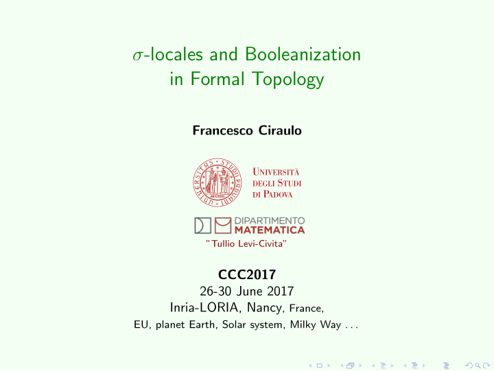 locales and booleanization in formal topology