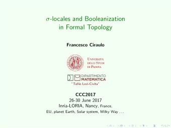 -locales and Booleanization  in Formal Topology  Francesco Ciraulo  Tullio Levi-Civita