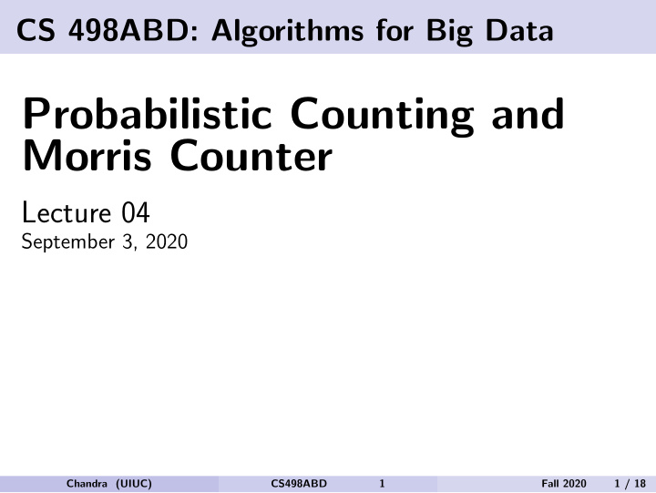 probabilistic counting and morris counter