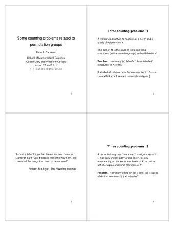 Some counting problems related to A relational structure M consists of a set X and a family of