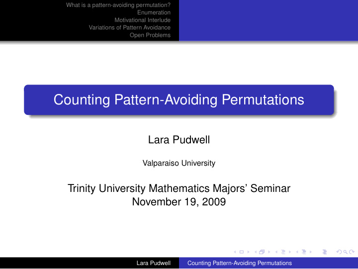 counting pattern avoiding permutations