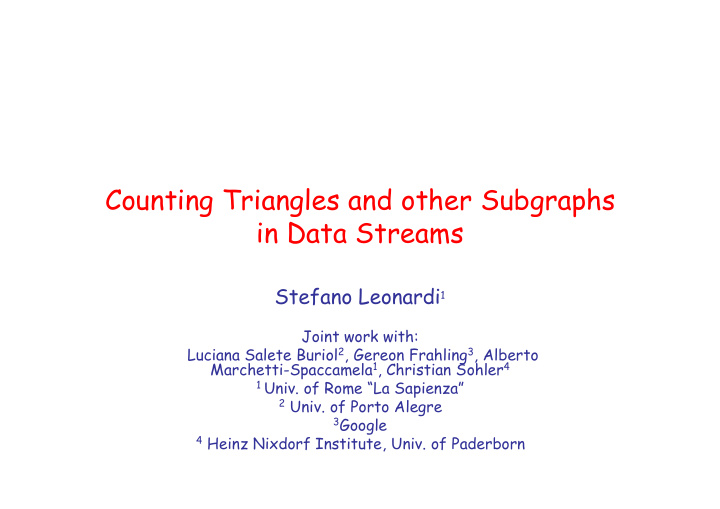 counting triangles and other subgraphs in data streams