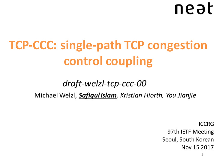 tcp ccc single path tcp congestion control coupling