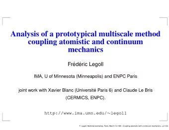 Analysis of a prototypical multiscale method  coupling atomistic and continuum  mechanics  Fr