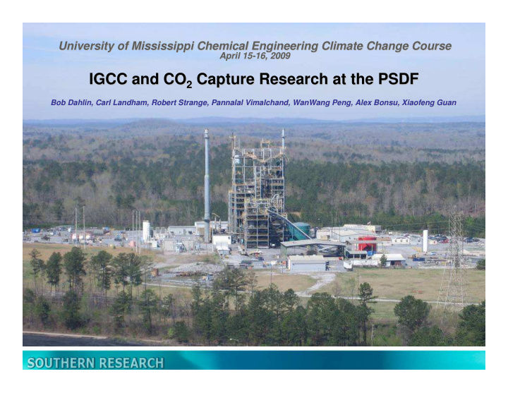 capture research at the psdf igcc and co 2 capture