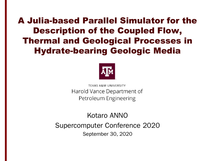 a julia based parallel simulator for the description of