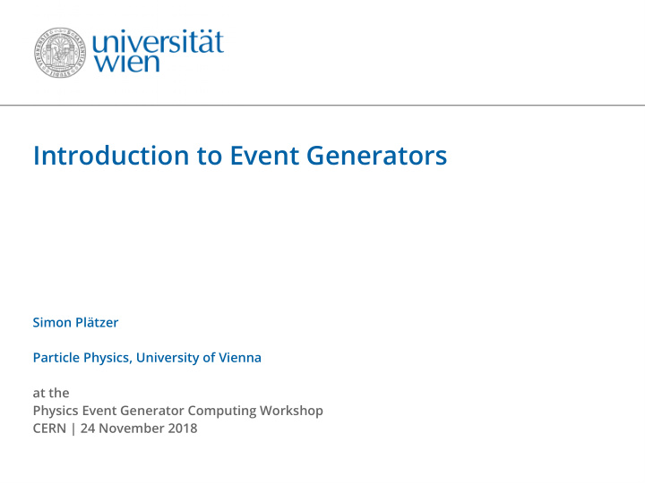 introduction to event generators