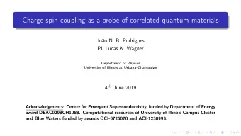 Charge-spin coupling as a probe of correlated quantum materials  Joo N. B. Rodrigues  PI: Lucas