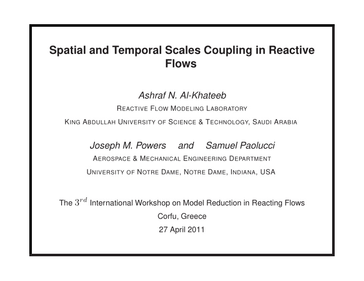 spatial and temporal scales coupling in reactive flows