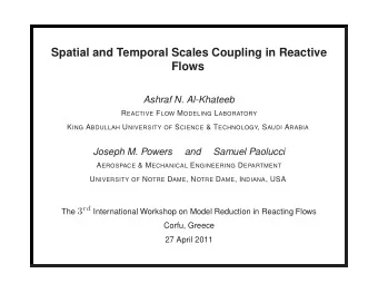 Spatial and Temporal Scales Coupling in Reactive  Flows  Ashraf N. Al-Khateeb R EACTIVE F LOW M
