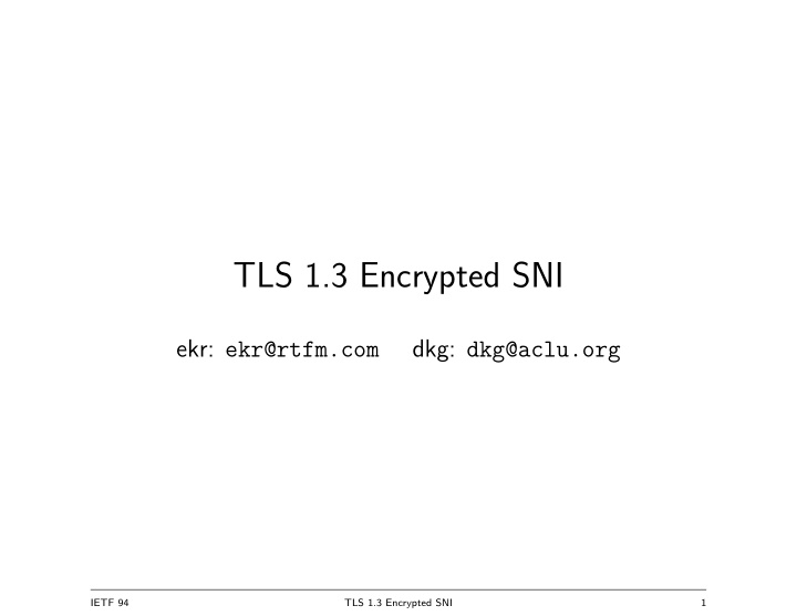 tls 1 3 encrypted sni