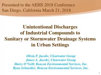 of Industrial Compounds to  Sanitary or Stormwater Drainage Systems  in Urban Settings  Olivia P.