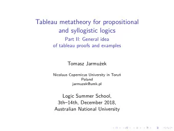 Tableau metatheory for propositional  and syllogistic logics  Part II: General idea  of tableau