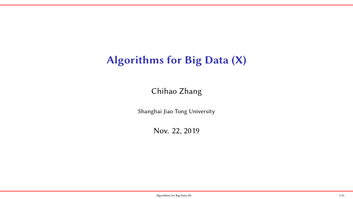 algorithms for big data x