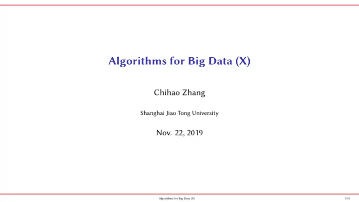 algorithms for big data x