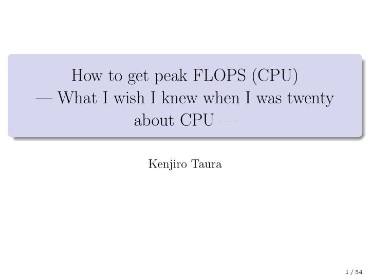 how to get peak flops cpu what i wish i knew when i was