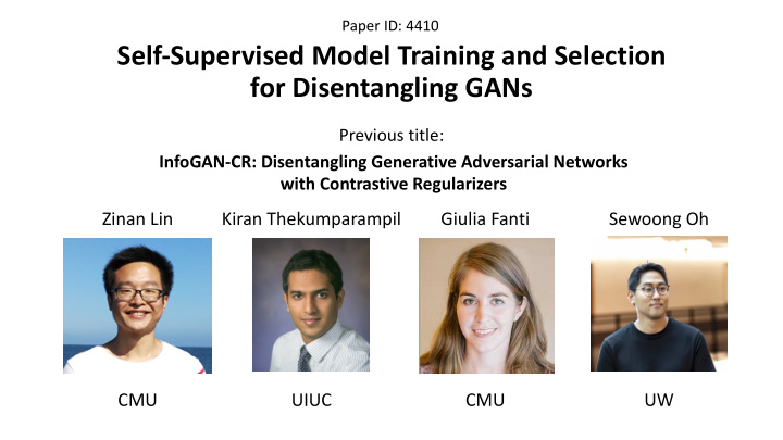 self supervised model training and selection for