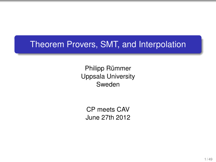 theorem provers smt and interpolation