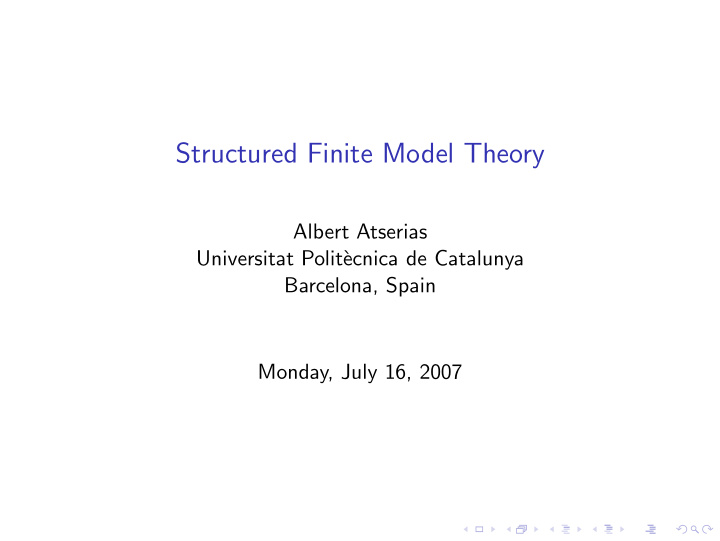 structured finite model theory