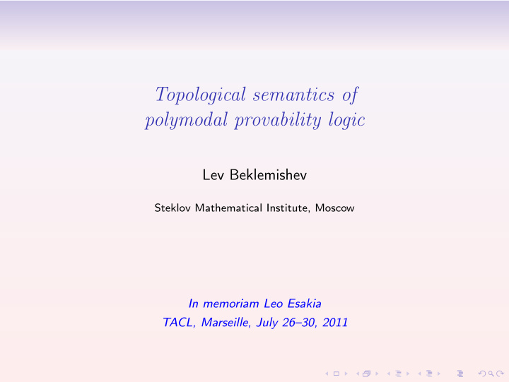 topological semantics of polymodal provability logic