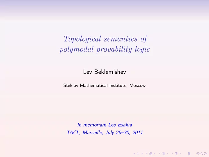 topological semantics of polymodal provability logic