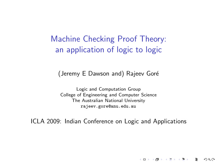 machine checking proof theory an application of logic to