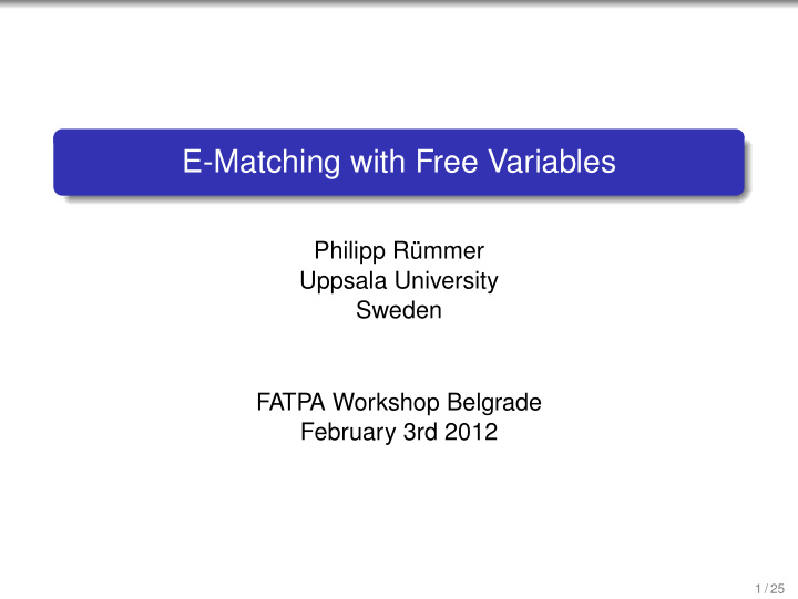 e matching with free variables