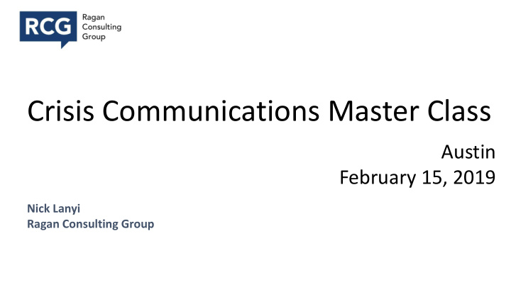 crisis communications master class