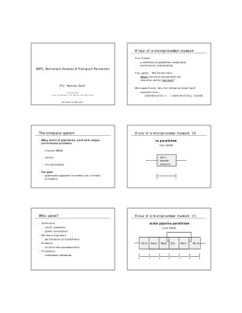 A tour of a microprocessor museum  Tour t heme:  -architectural parallelism complicates
