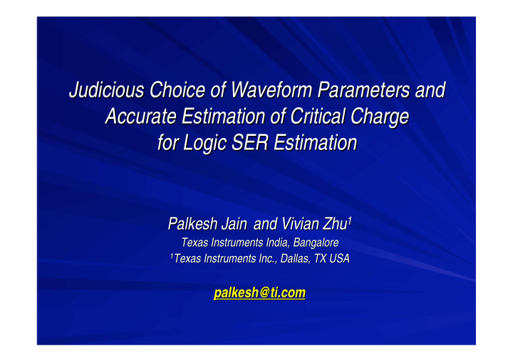 judicious choice of waveform parameters and judicious